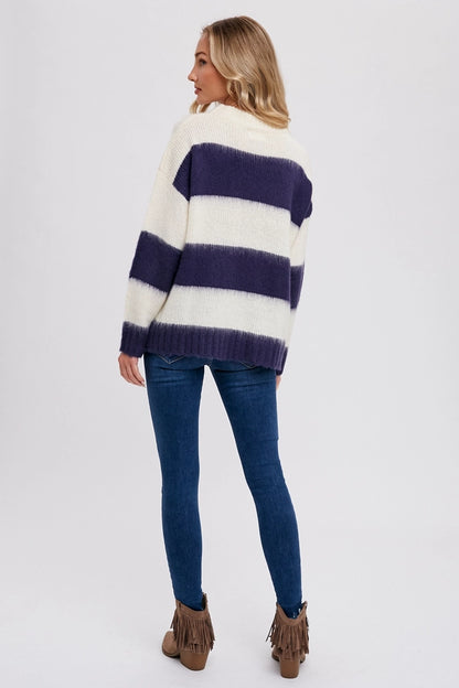 BELLA FUZZY STRIPE PULLOVER image 4
