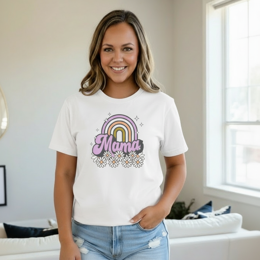 Mama Rainbow Floral Graphic Tee