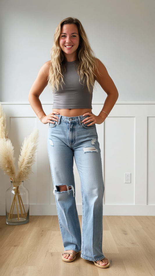Distressed High Waisted Jeans