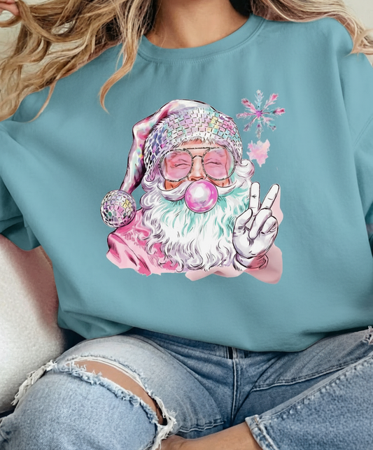 Pink Bubble Gum Santa Crewneck