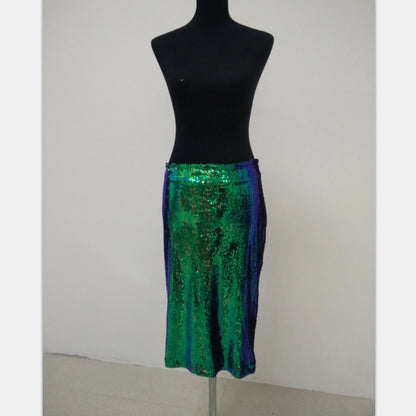 Green Sequin Half Length Skirt image 3