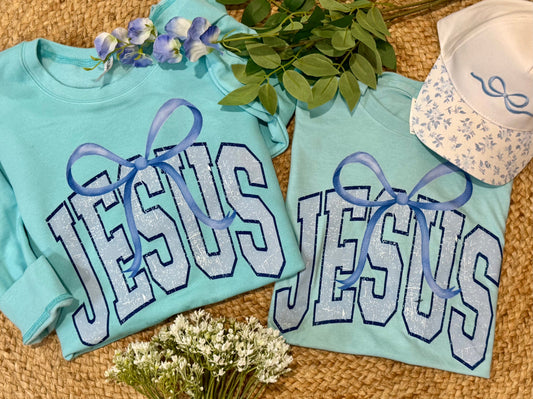 Jesus Blue Bow Tee/Sweatshirt
