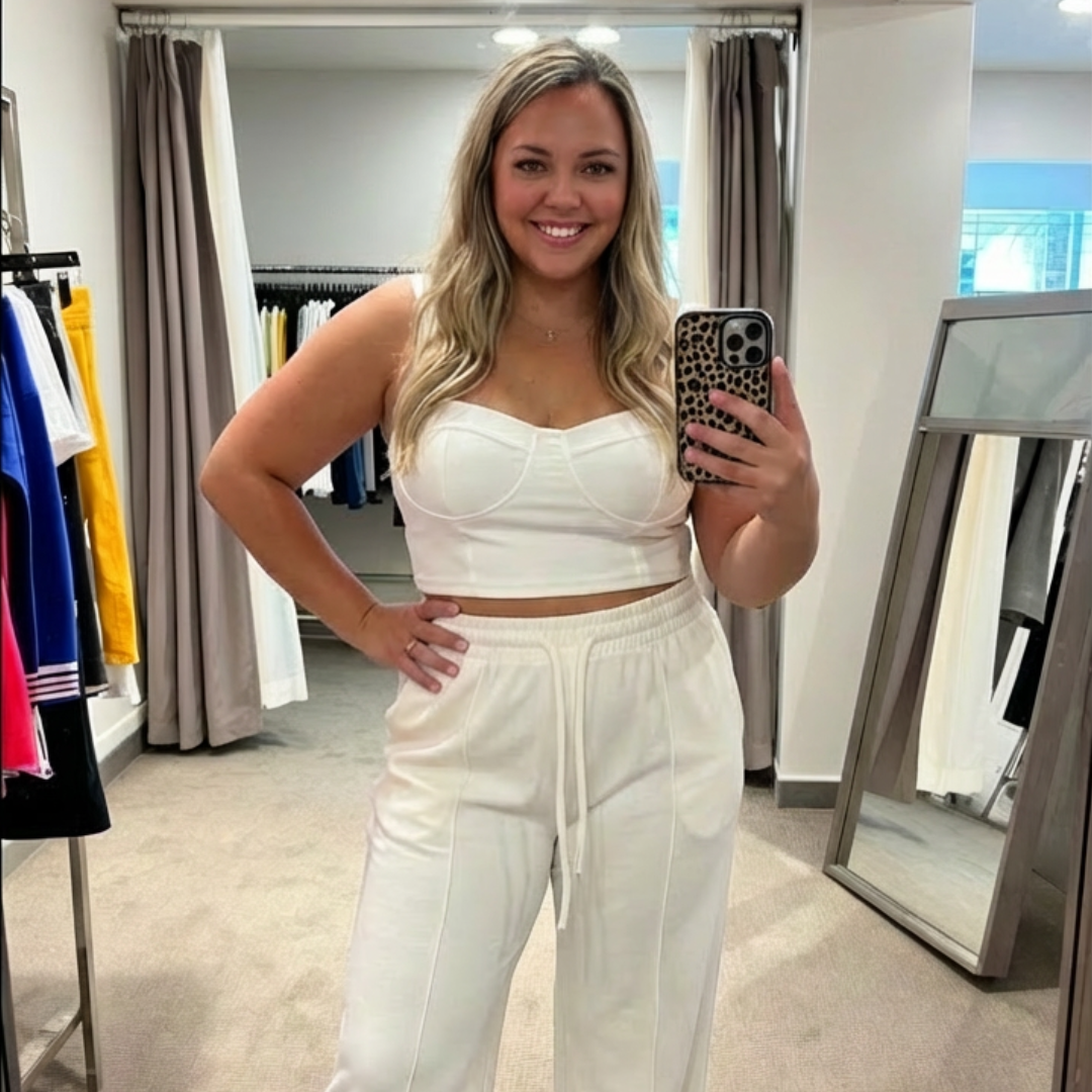 Plus Bustier Crop Cami Top & Pocket Straight Pants