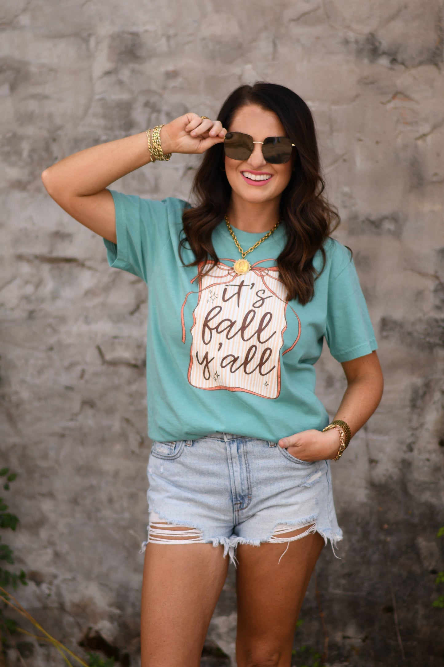 It's Fall Y'all Striped Bow Tee