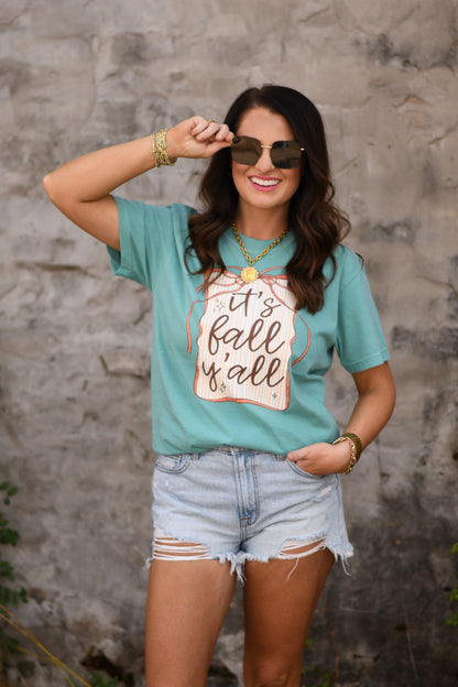 It's Fall Y'all Striped Bow Tee