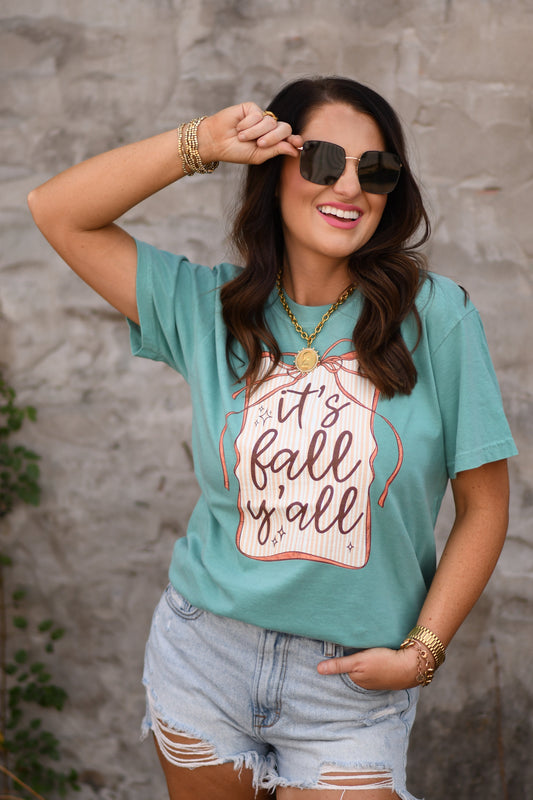 It's Fall Y'all Striped Bow Tee
