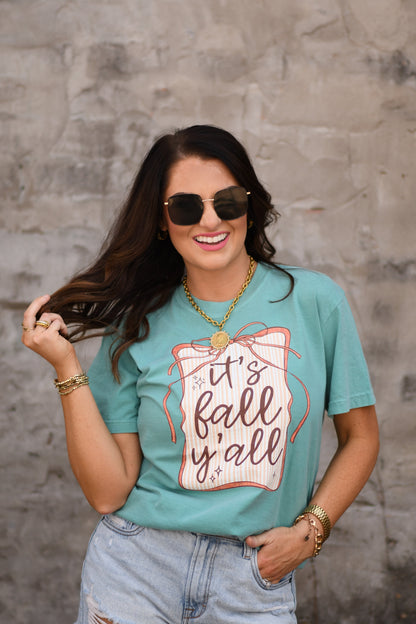It's Fall Y'all Striped Bow Tee