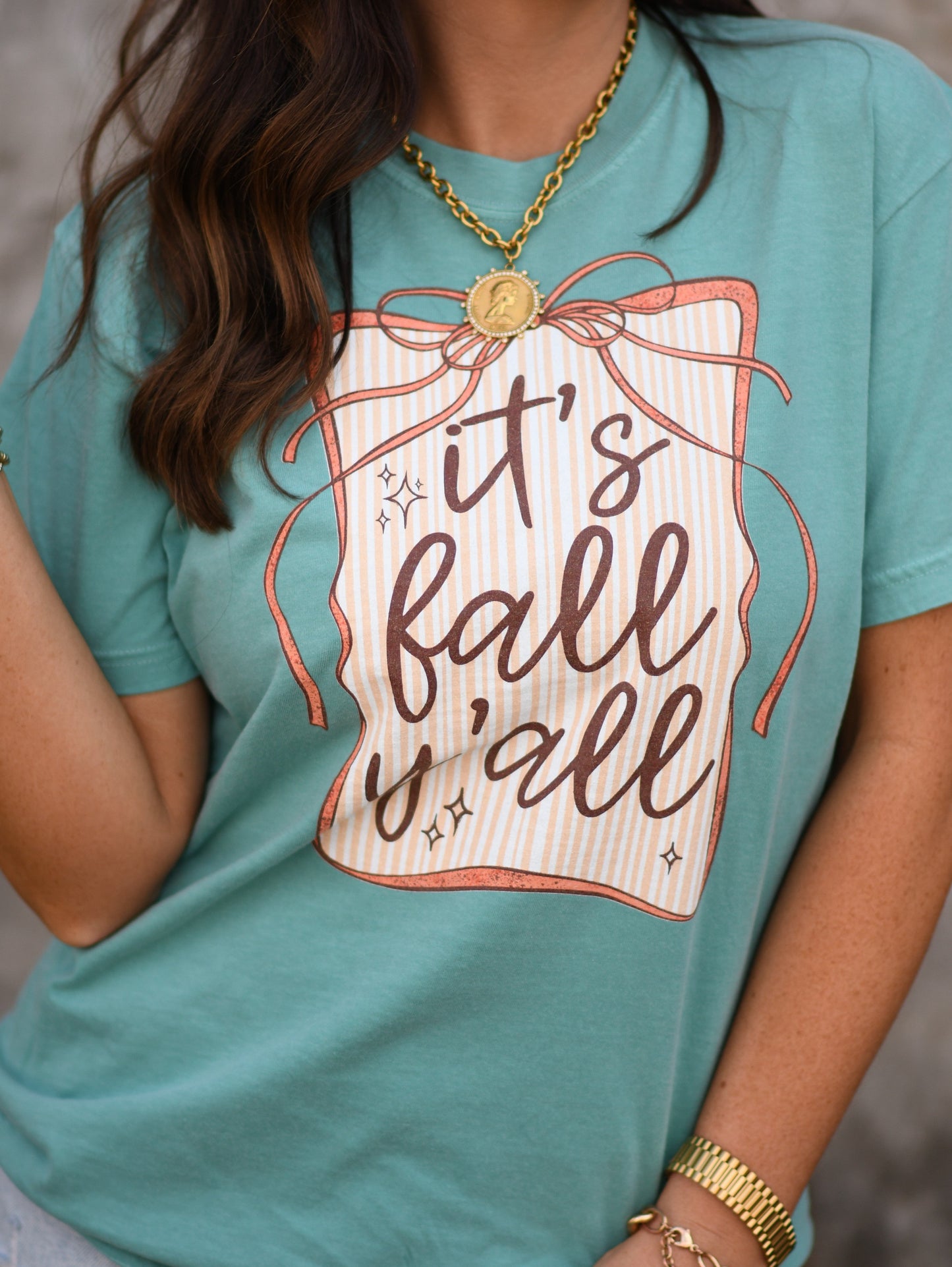 It's Fall Y'all Striped Bow Tee