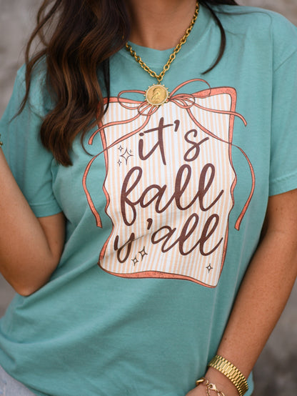 It's Fall Y'all Striped Bow Tee