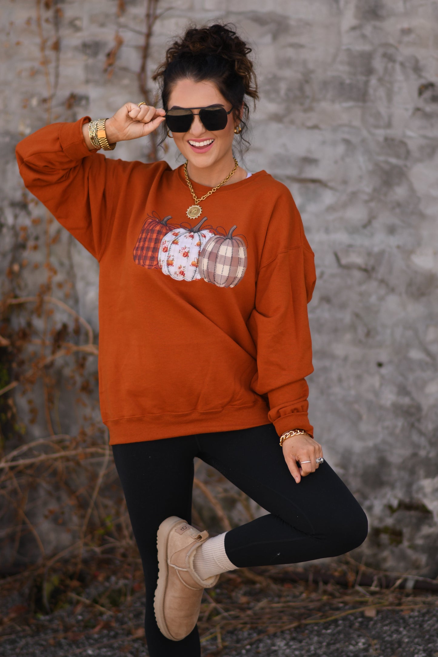 Plaid Floral Pumpkins Sweatshirt