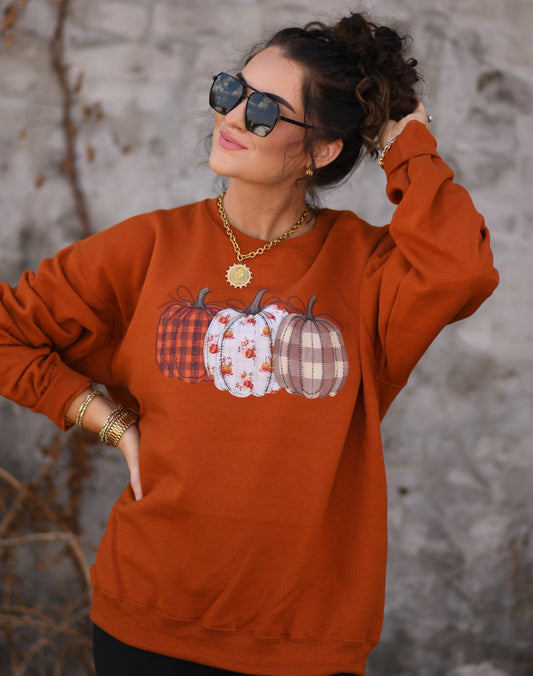Plaid Floral Pumpkins Sweatshirt