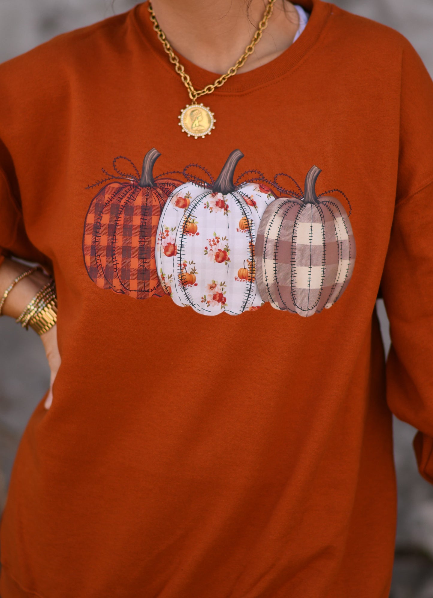 Plaid Floral Pumpkins Sweatshirt