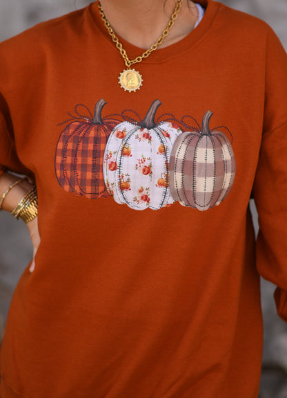 Plaid Floral Pumpkins Sweatshirt