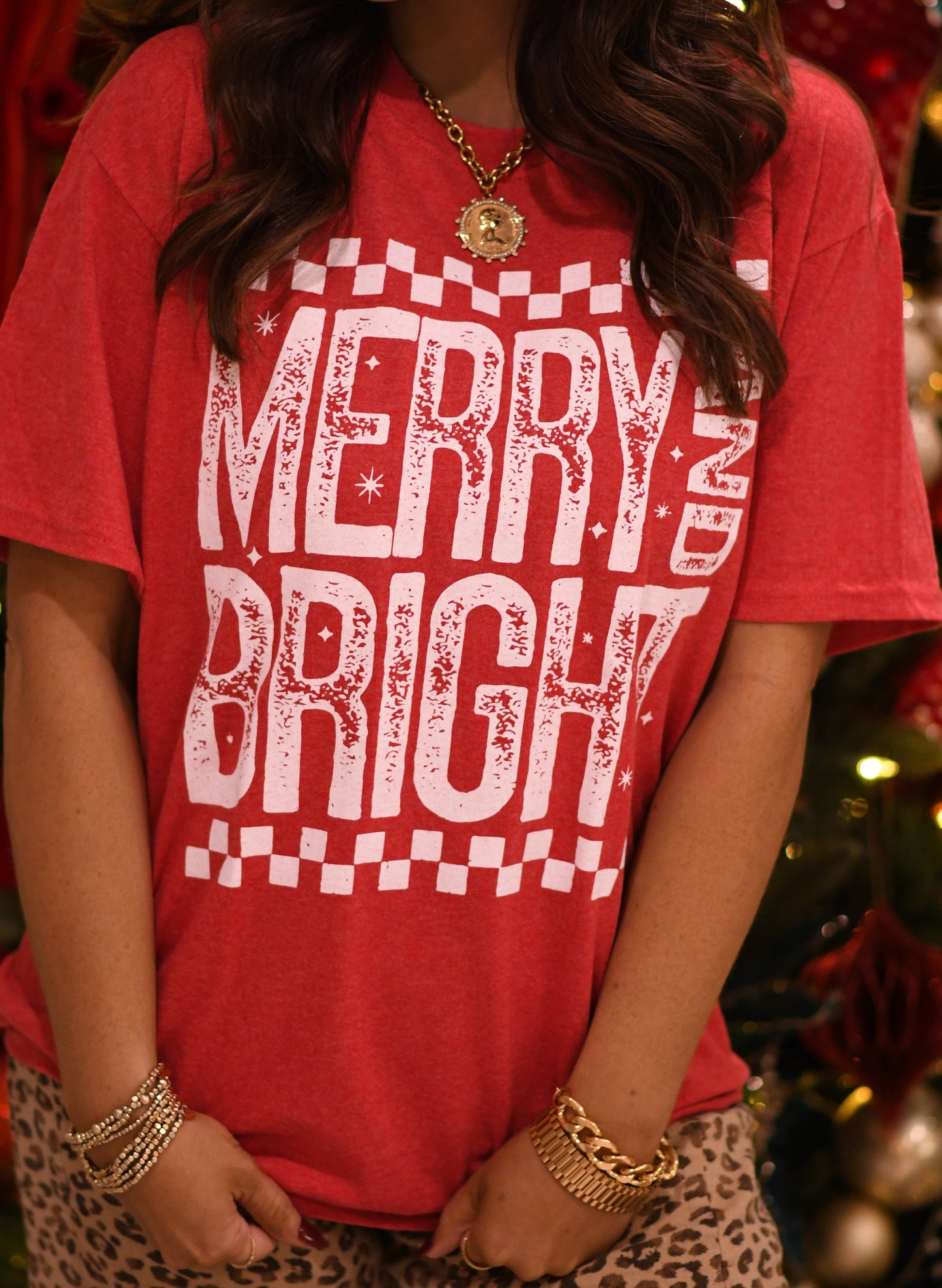 Checkered Merry And Bright Tee