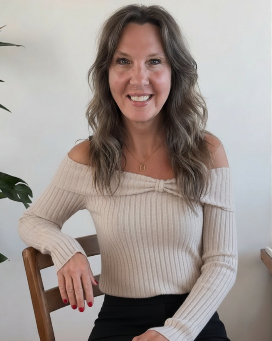 Off-Shoulder Ribbed Knit T-Shirt