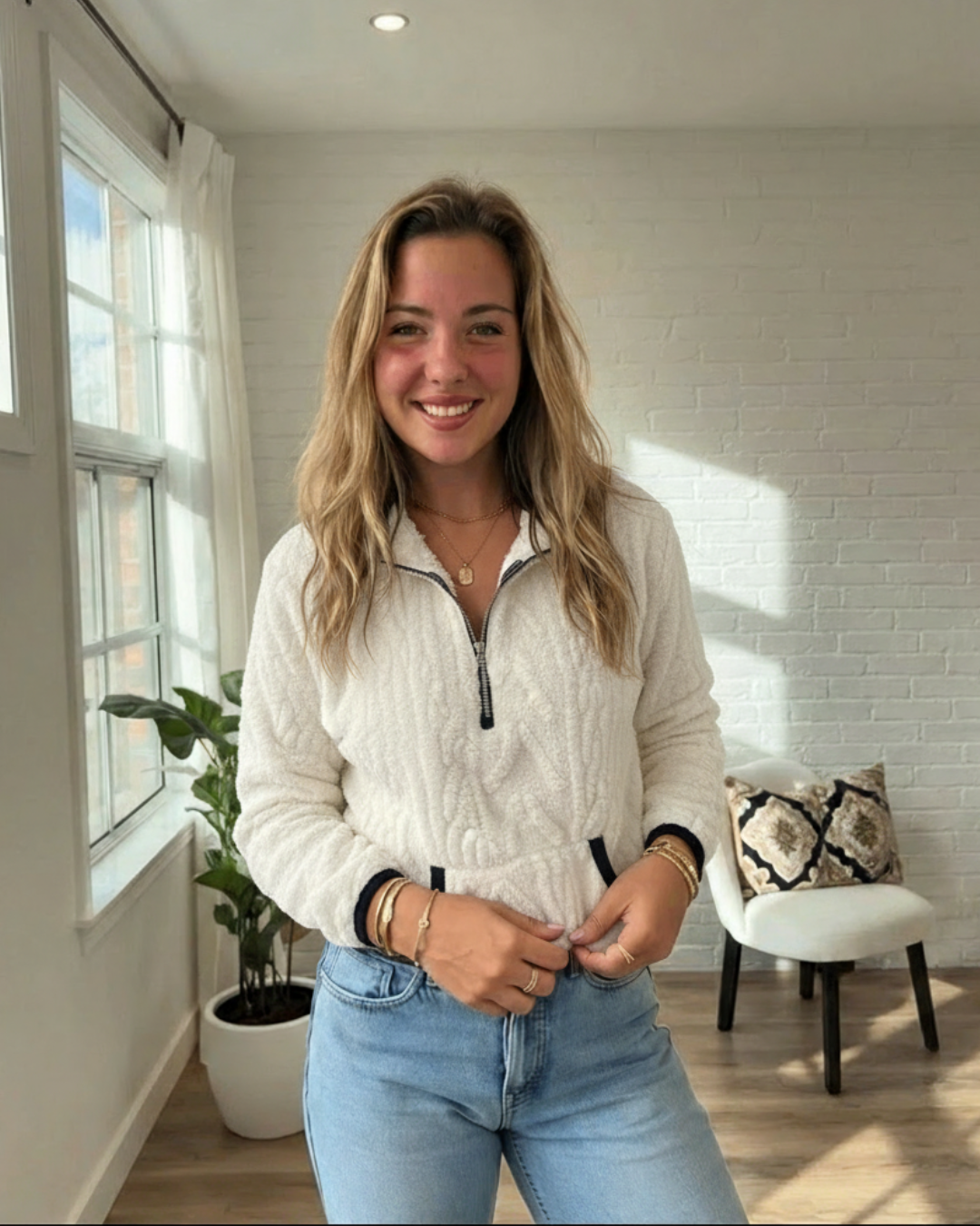 Full Size Sherpa Half Zip Sweatshirt Plus Size