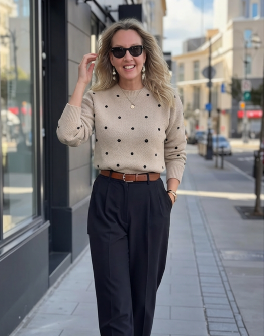 Polka Dot Long Sleeve Sweater