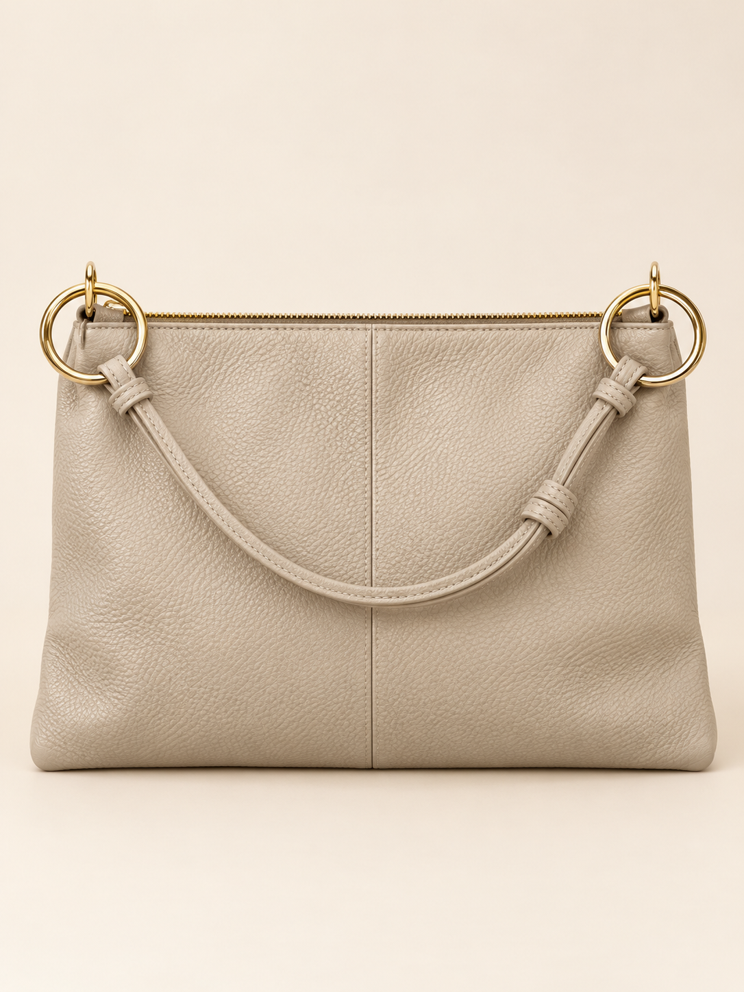 SIENA Leather Shoulder Bag — Taupe