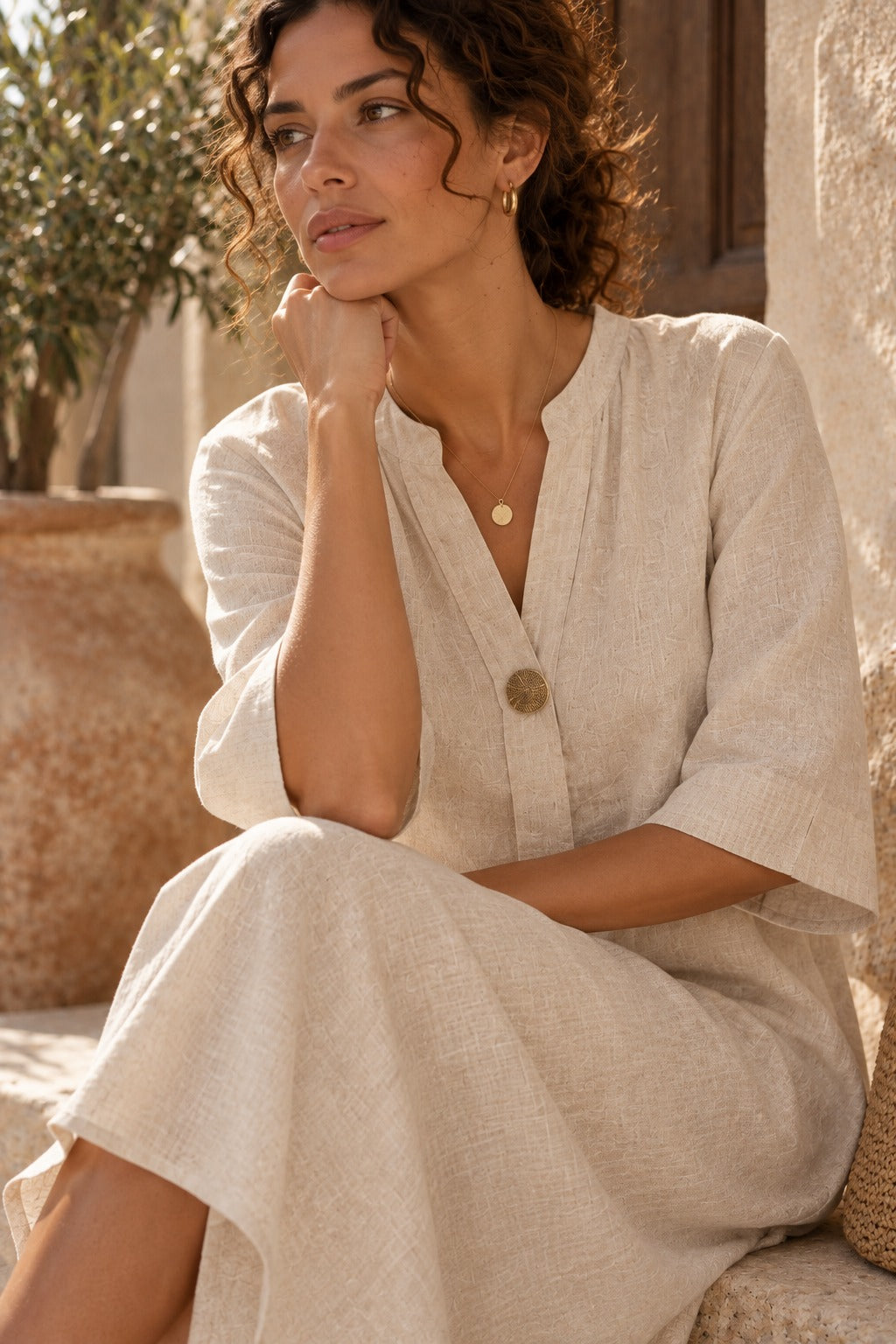 The Ischia Linen Cocoon Dress