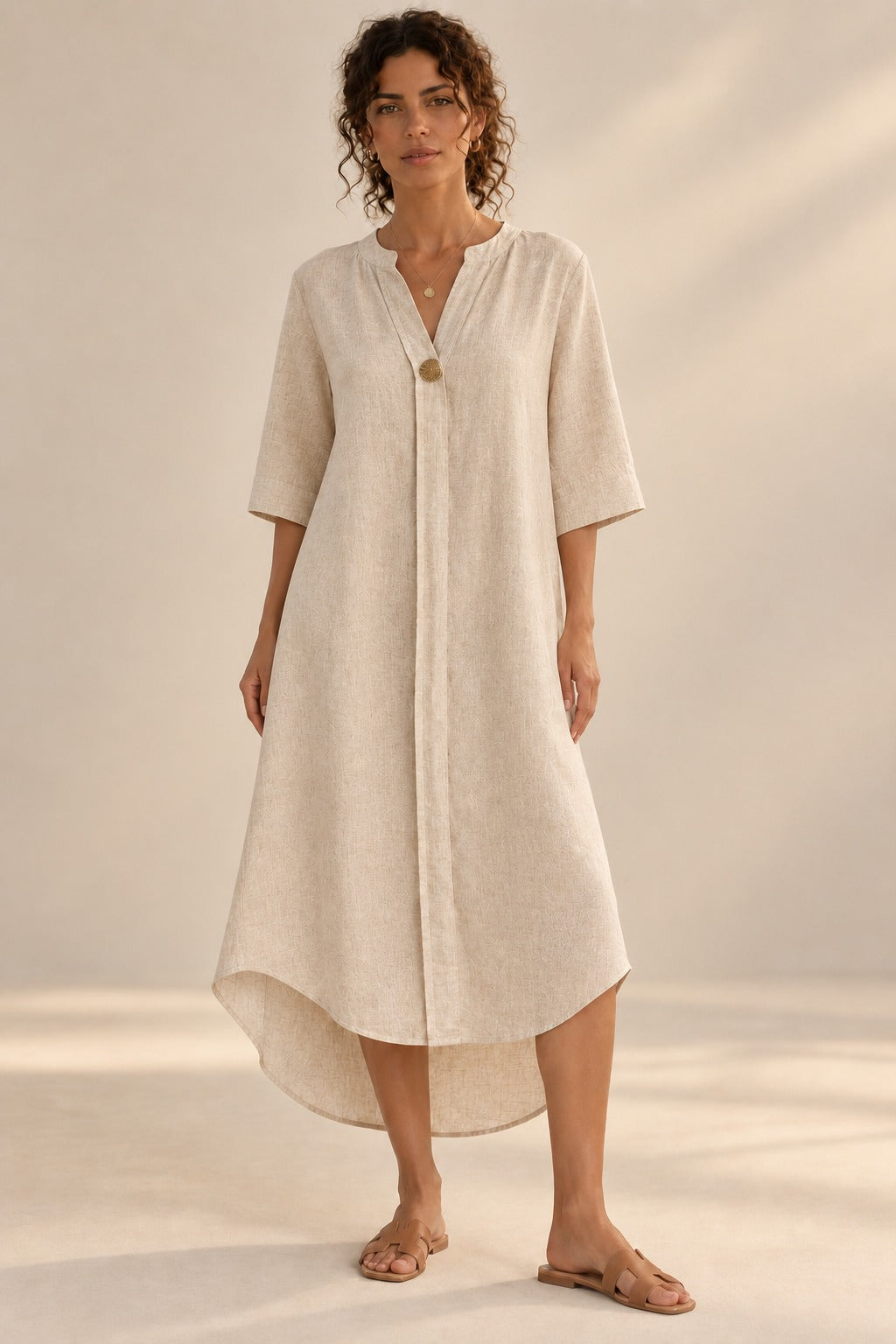 The Ischia Linen Cocoon Dress