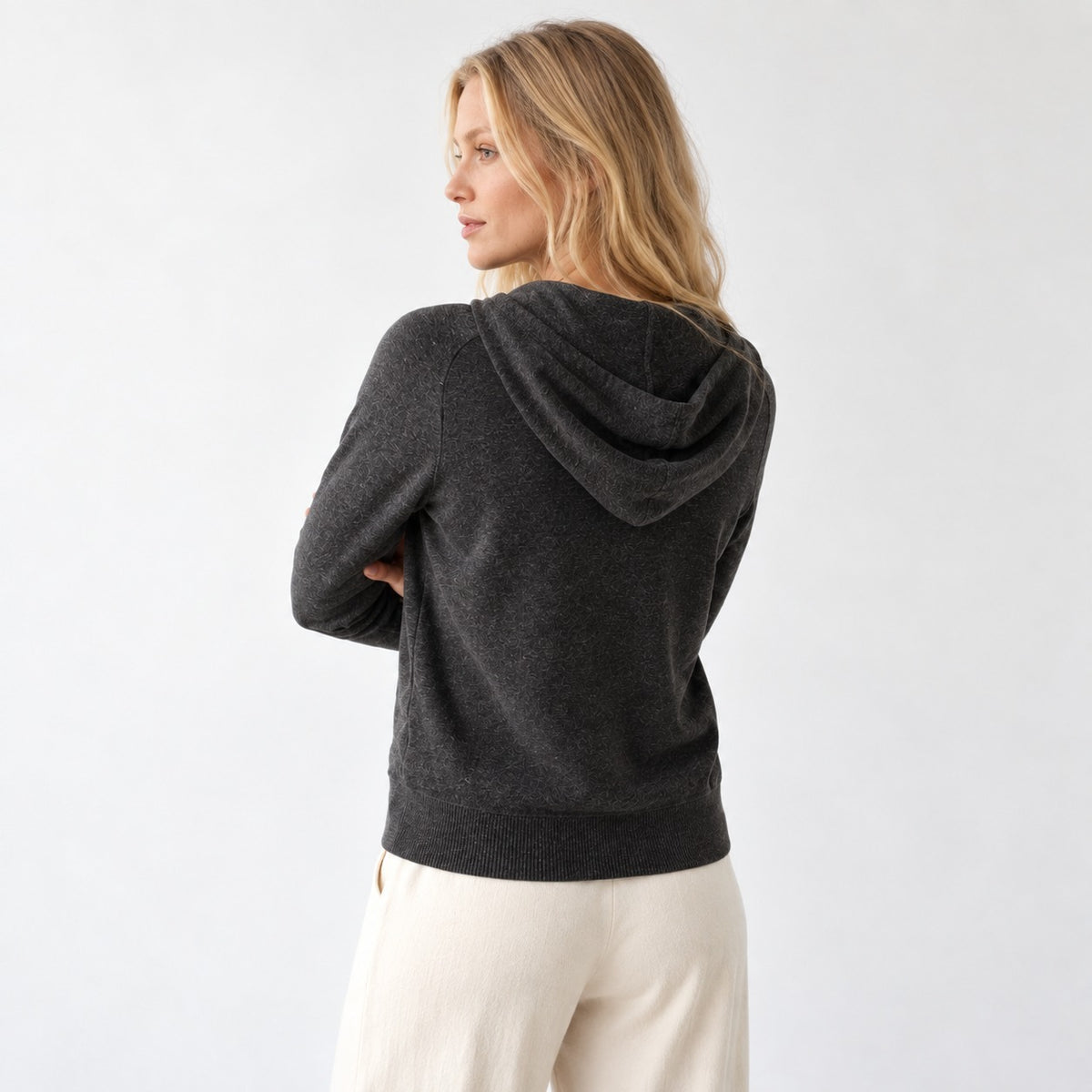 Himalayan Undyed Cashmere Zip Hoodie
 — Luxury Women's Patterned Hooded Jacket