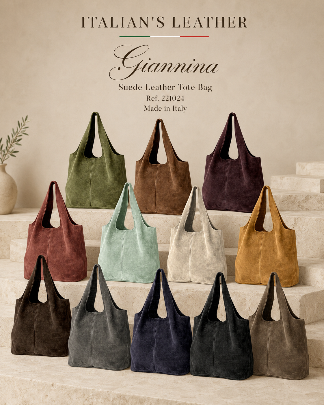 GIANNINA - Suede leather bag: Marron cafe