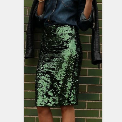 Green Sequin Half Length Skirt image 2
