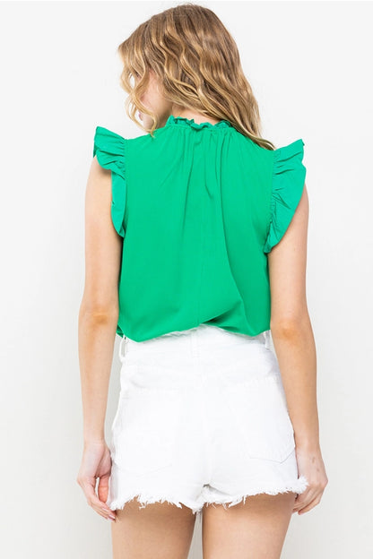 The Nina Sleeveless Ruffle Neck Top image 3