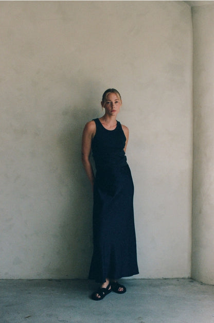 Woven Polyester Spandex Satin Maxi Skirt image 6