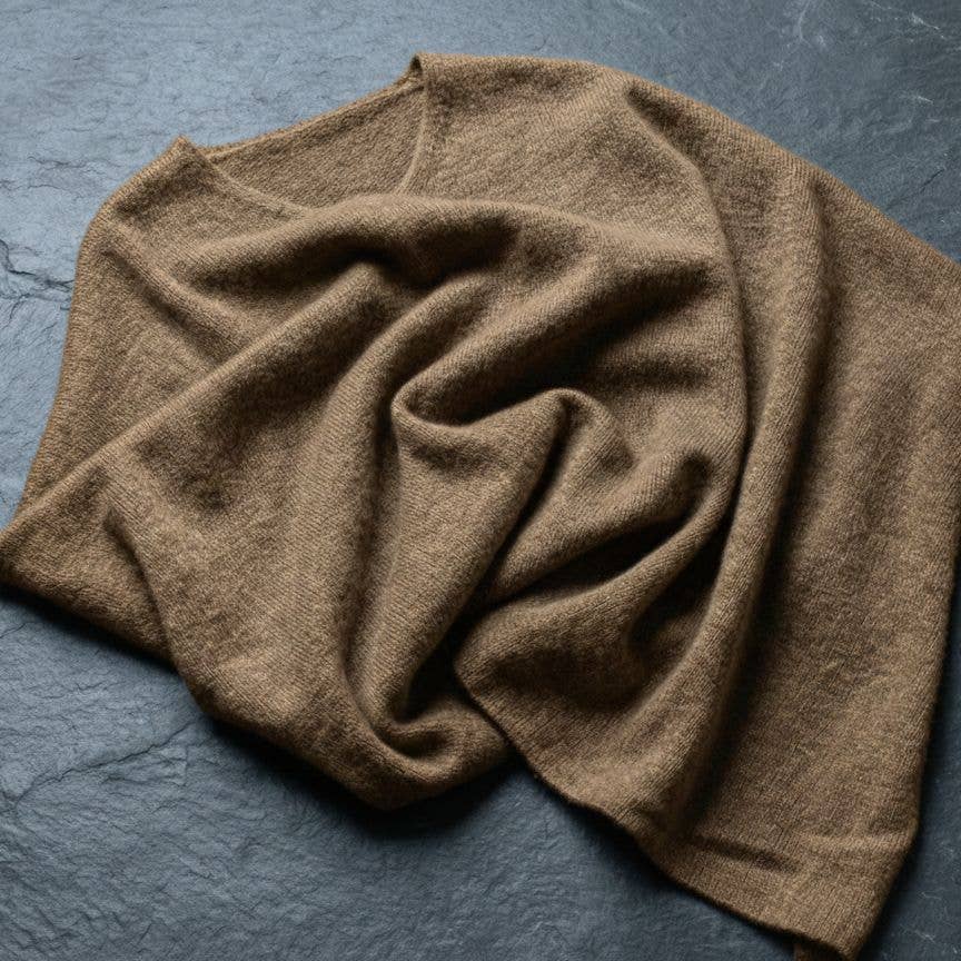 Undyed Cashmere V-Neck Poncho – Oatmeal Melange