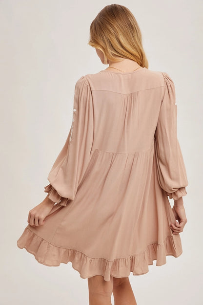 ALEXANDRA EMBROIDERED RUFFLED DRESS image 3