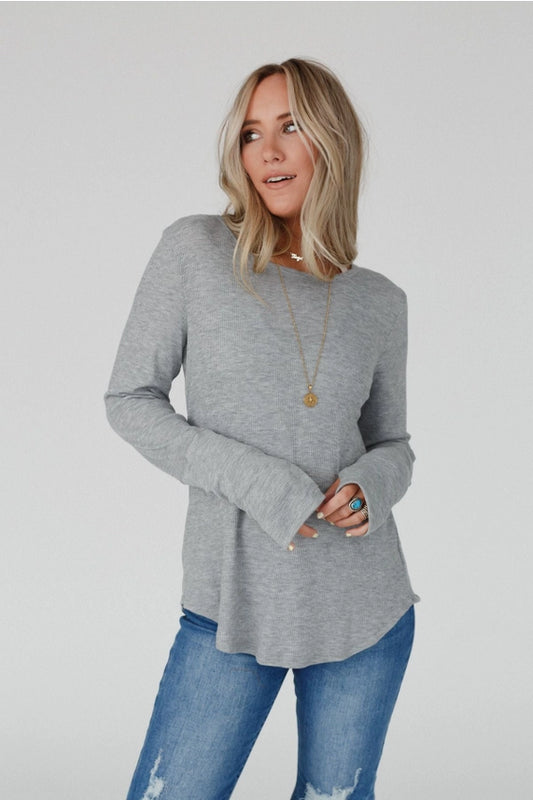 Jacqueline Long Sleeve Top - Heather Gray image 1