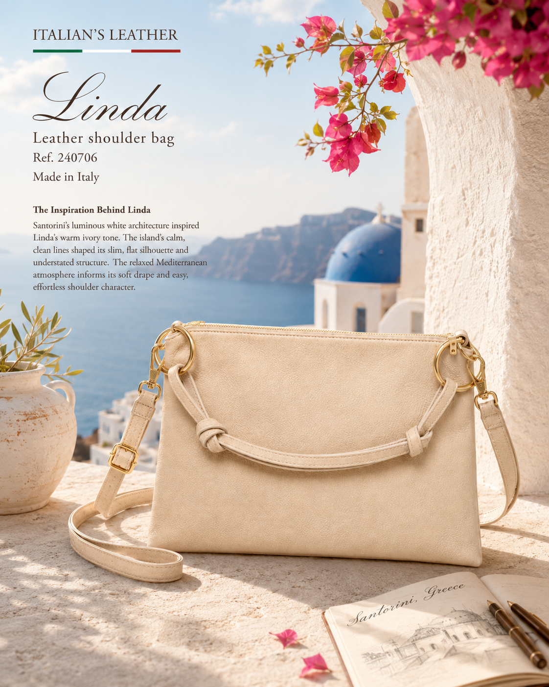 LINDA - Leather bag: Taupe