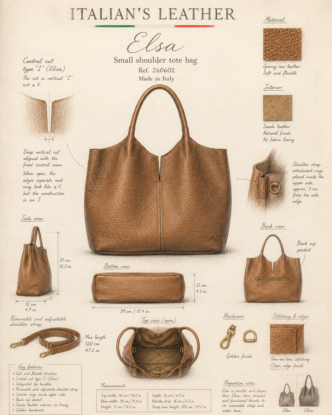 NERINA - Leather bag: Brown coffee