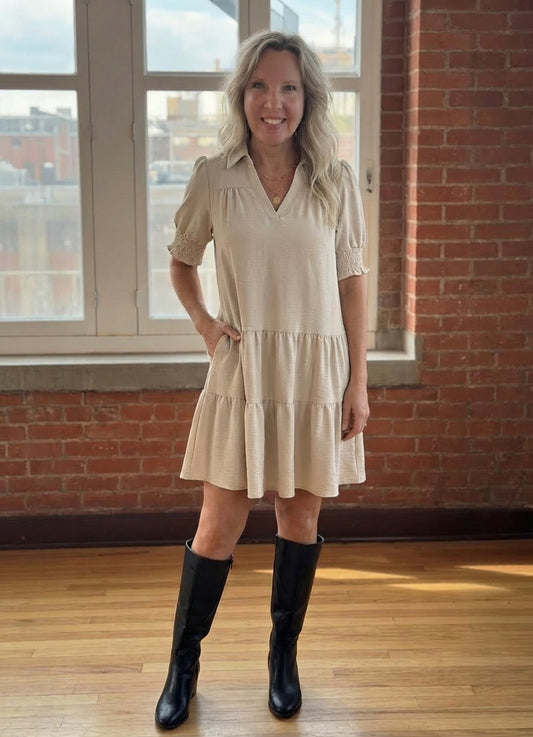 Johnny Collar Short Sleeve Mini Dress