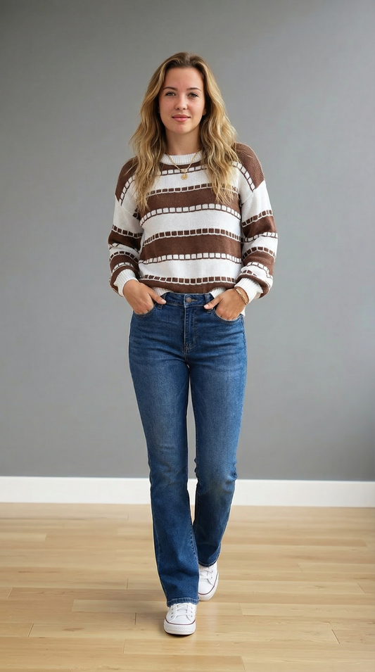 RISEN High Rise  Bootcut Jeans With Distressed Details