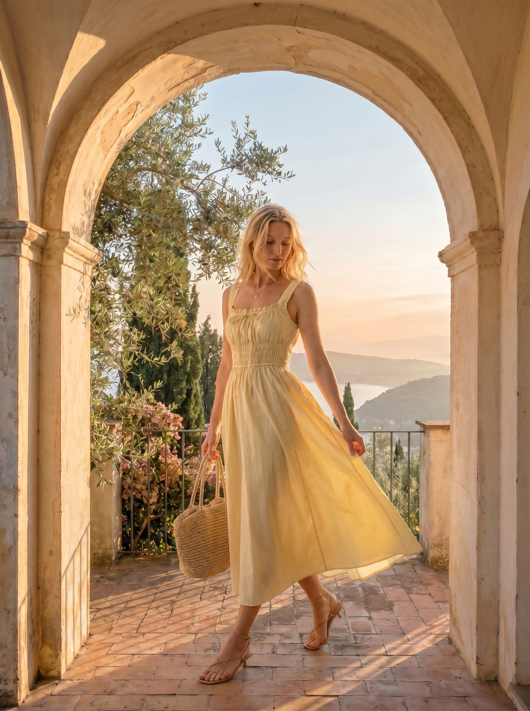 Golden Hour Sweetheart Midi Dress