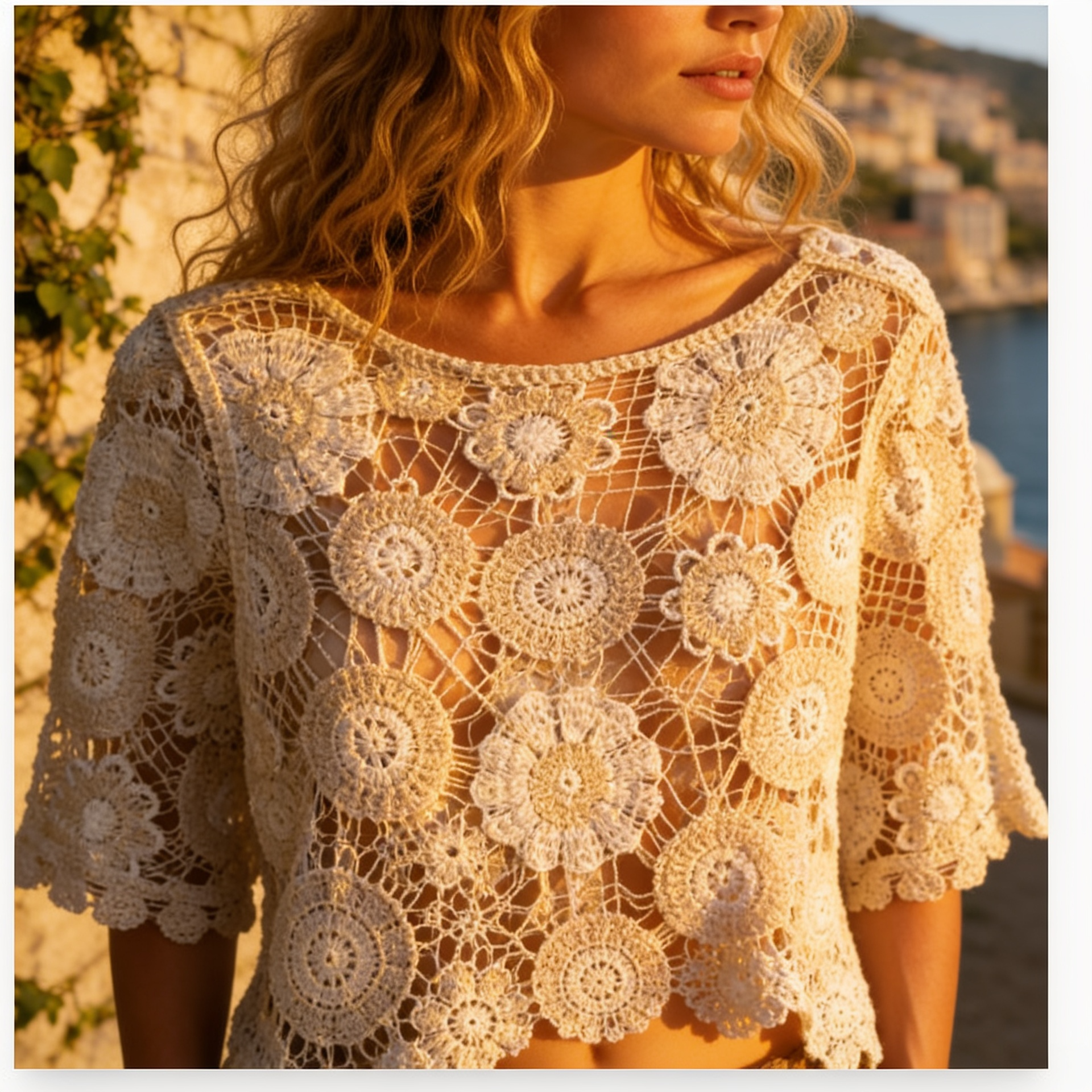 Italian Crochet Floral Top