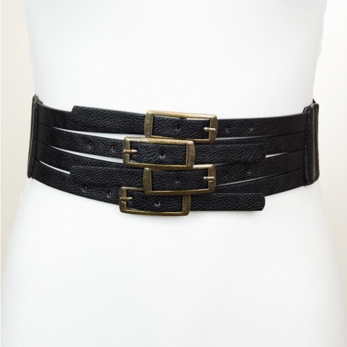 four buckle vintage belt black wholesale accessories women e1582748755381